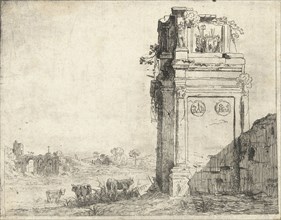 Ruin of Arch of Constantine in Rome, Jan Gerritsz. van Bronchorst, Cornelis van Poelenburch, 1613 -