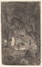 Interior of a cave, print maker: Bartholomeus Breenbergh, 1639 - 1640