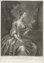 Portrait of a seated woman, print maker: George van der Mijn, John Bowles & Son, 1737 - 1763