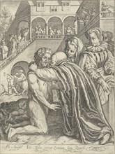 Homecoming of the Prodigal Son, print maker: Nicolaes de Bruyn, Assuerus van Londerseel, 1581 -