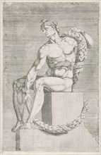 Figure from the Sistine Chapel, Rome Italy, print maker: Dirck Volckertsz Coornhert attributed to,