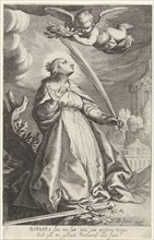 Saint Barbara with palm and sword, BoÃ«tius Adamsz. Bolswert, Abraham Bloemaert, 1610 - 1614