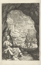 Queen hidden in a cave, Willem Basse, Jacob Lescailje, 1648