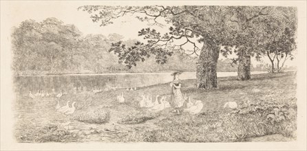 Geese in the water, Elias Stark, 1887