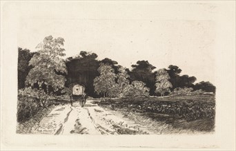 Wagon on a road in Driebergen, Elias Stark, 1887