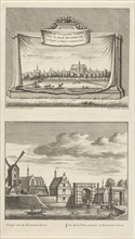 Two views in Alkmaar with the Great Church, The Netherlands, Leonard Schenk, 1746