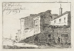 View of an Italian town or village, print maker: Adriaan Schregardus, T. Wijk J. ?, 1750 - 1812