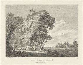 View of the ferry house, veerhuis in Krimpen aan de Lek, The Netherlands, 1756, Paulus van Liender,