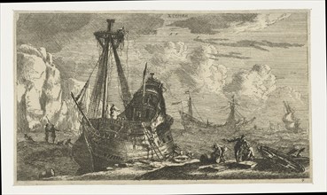 Dismantled sailing ship, Reinier Nooms, 1652
