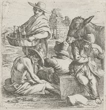 Gin seller and the three beggars, Jan van Ossenbeeck, 1647-1674