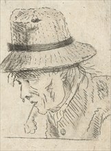 Man's Head with hat and pipe, Louis Bernard Coclers, 1756 - 1817
