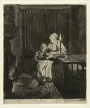 Mother teaching her son, Louis Bernard Coclers, 1756-1817