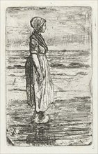 Standing woman on the beach, Jozef IsraÃ«ls, 1835 - 1911