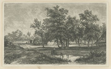 Landscape with farm among the trees, Christiaan Immerzeel, 1818-1886