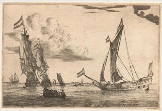 Two warships and a yacht, Reinier Nooms, 1650 - 1664, print maker