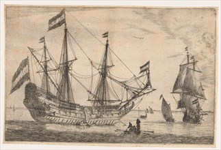 Great sailing boat and rowing boat, Reinier Nooms, 1650 - 1664