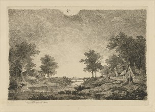 Landscape with Figures near a bridge, Remigius Adrianus Haanen, 1849