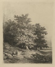 Figures at a forest edge, Remigius Adrianus Haanen, in or before 1850