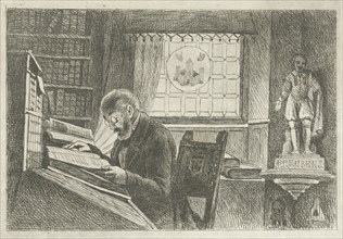 Portrait of Frederick Verachter at his desk in the archive, Philippus Jacobus van Bree, c. 1833 -