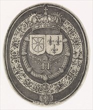 Arms of France and Navarre, print maker: Simon van de Passe, 1605 - 1647
