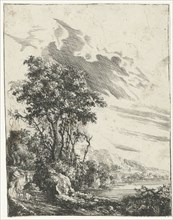 A river landscape with a man and a goat, Gilles Neyts, 1643 - 1681