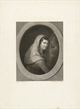 Young woman with veil, in the background a fire, Lambertus Antonius Claessens, c. 1829 - c. 1834