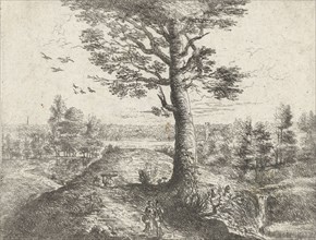Landscape with a walking couple, Philips Augustijn Immenraet, Lucas van Uden, Frans van den