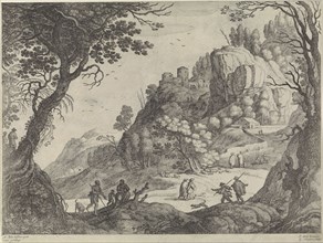 Mountain landscape with figures, Willem van Nieulandt (II), Antoine Bonenfant, 1594 - 1635