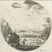 Landscape with flock of sheep, Albert Flamen, 1648 - 1683