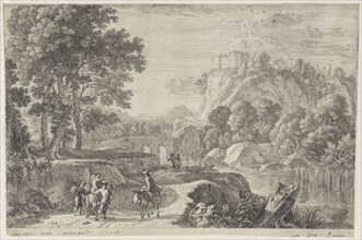 Landscape with Travellers, Herman van Swanevelt, Lodewijk XIV (koning van Frankrijk), 1643 - 1655