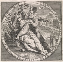 April: loving couple, Anonymous, Crispijn van de Passe (I), Maerten de Vos, 1574 - 1687