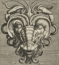 Mask with two lobster claws that snakes, Frans Huys, Cornelis Floris (II), Hans Liefrinck (I), 1555