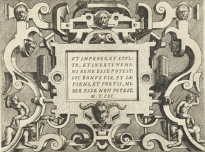 Cartouche with a quote from Cicero, Frans Huys, Hans Vredeman de Vries, Gerard de Jode, 1555
