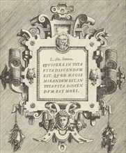 Cartouche with a quote from Seneca, Frans Huys, Hans Vredeman de Vries, Gerard de Jode, 1555