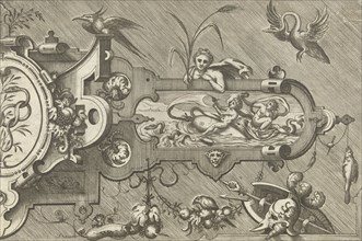 Right Half of a large cartouche, including a snake, print maker: Pieter van der Heyden, Jacob