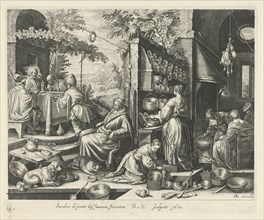 Meal at Emmaus, Dirk van Hoogstraten, RaphaÃ«l Sadeler (I), Hendrick Hondius (I), 1620