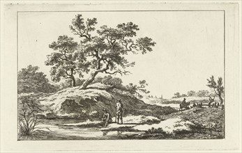 Travelers near water, print maker: Carel Lodewijk Hansen, c. 1780 - 1840