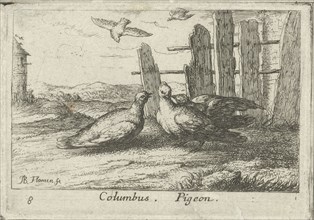 Two doves near a gate, Albert Flamen, Jacques van Merlen, Louis XIV King of France, 1659
