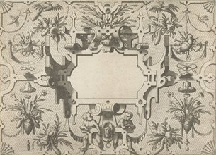 Cartouche surrounded by grotesques, Johannes or Lucas van Doetechum, Hans Vredeman de Vries,
