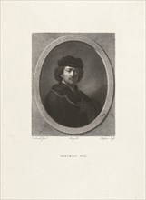 Portrait of man with hat and necklace, print maker: Lambertus Antonius Claessens, Rembrandt