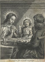 Holy Family praying before meals, Schelte Adamsz. Bolswert, Peter Paul Rubens, 1596 - 1659