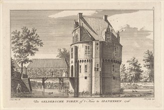 View of castle Gelderse Toren in Spankeren, The Netherlands, Hendrik Spilman, 1741
