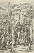 Israelites cross the Jordan, Pieter Huys, Pieter van der Borcht (I), 1545 - 1577