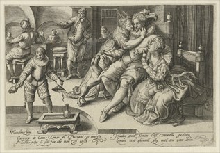 Rich man with two whores, Anonymous, 1597