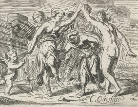 Dancing women and Amor, Catharina Questiers, 1654