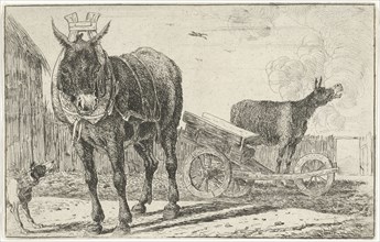 Two donkeys, print maker: Jan van den Hecke I, Jan van den Hecke I, 1656