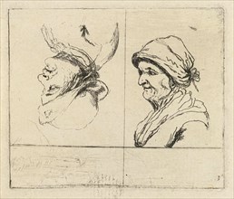 Study Sheet with two portrait busts, Marie Lambertine Coclers, 1776 - 1815