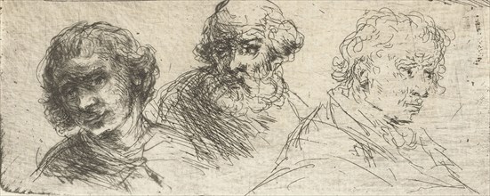 Portrait Study of three men, Jan Chalon, 1748-1795
