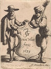 Elegant man and a chimney sweep with a coat of arms, print maker: Jan Gillisz. van Vliet, Justus