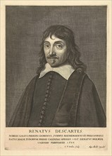 Portrait of René Descartes, Cornelis van Dalen (I), Hugo Allard, 1650 - 1665